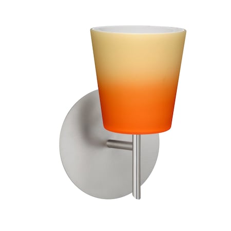 Besa Lighting Canto 5 Mini Sconce, Bicolor Orange/Pina, Satin Nickel Finish, 1x40W Halogen 1SW-5131OP-SN